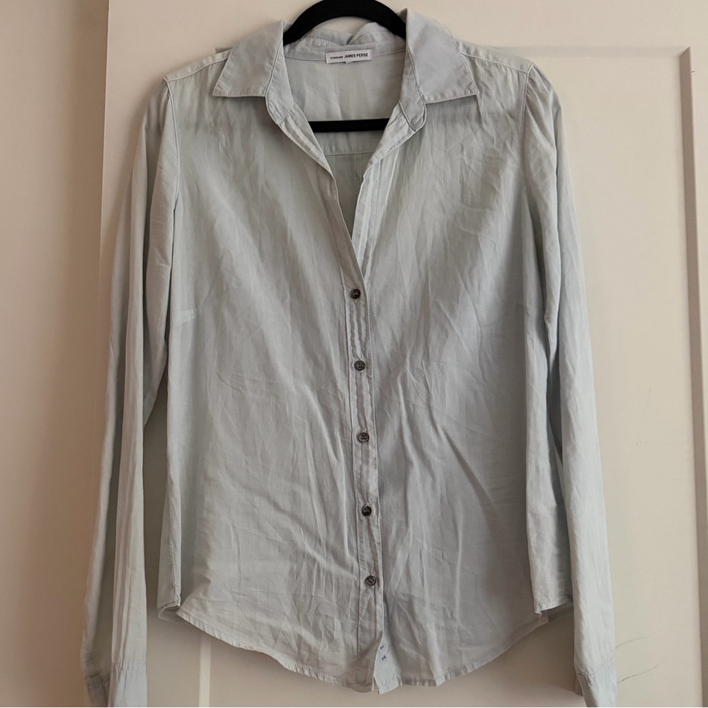 James Perse Pale Blue Cotton Button-Up Shirt